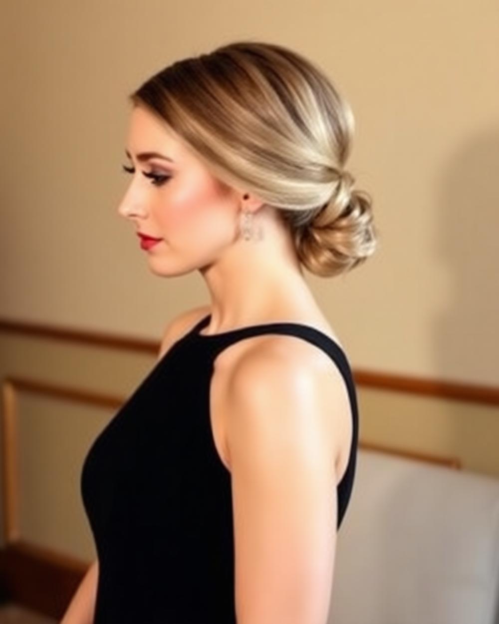Model flokësh i mbledhur poshtë për një event mbrëmjeje