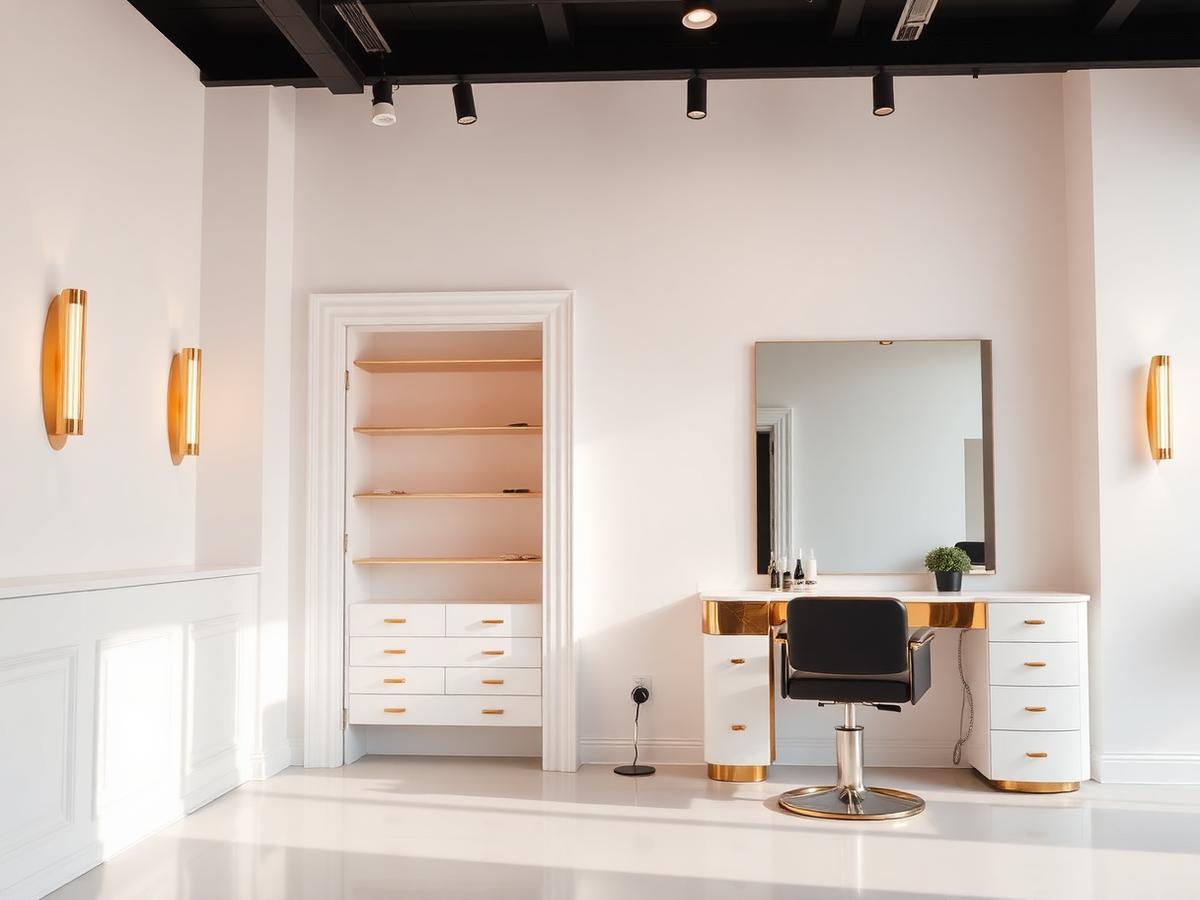 Ambienti i brendshëm elegant i Hair Studio Linda Ramaj